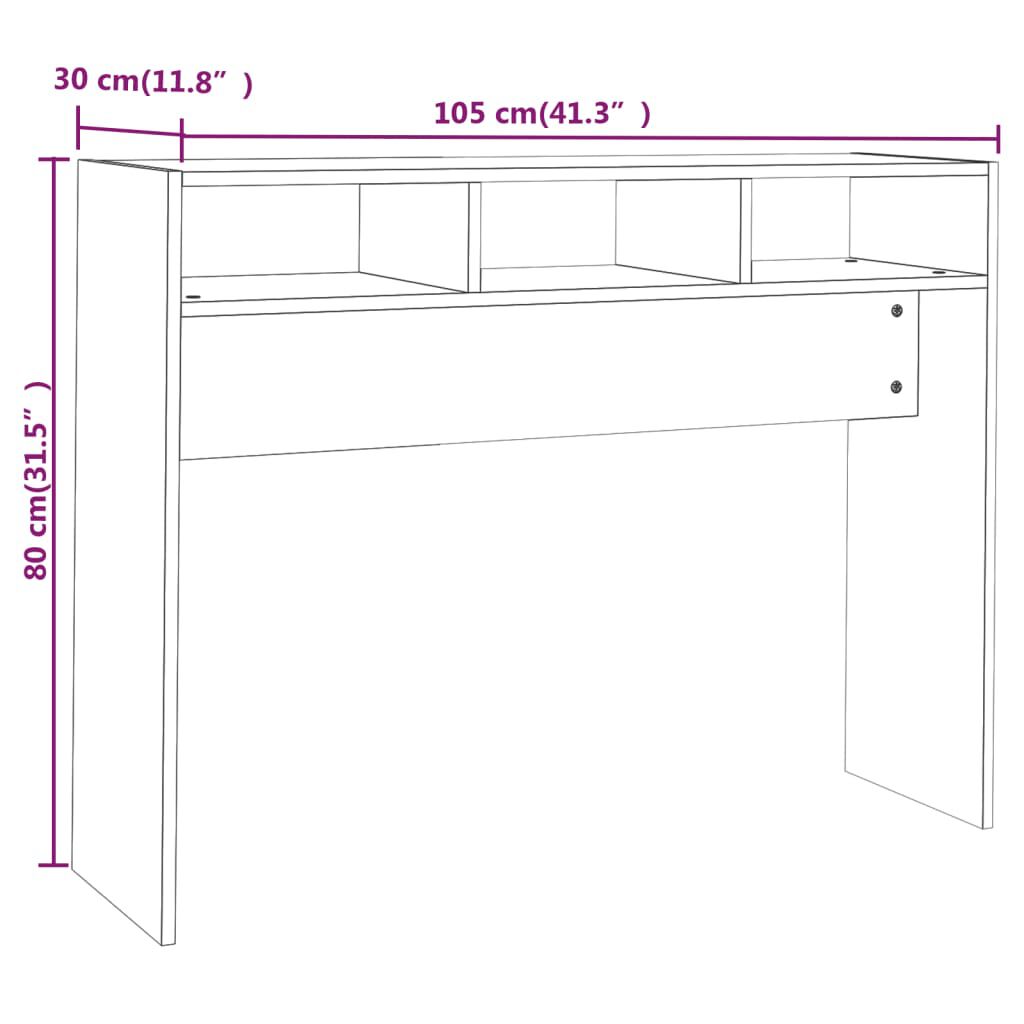 vidaXL Τραπέζι Κονσόλα Μαύρο 105 x 30 x 80 εκ. από Επεξ. Ξύλο