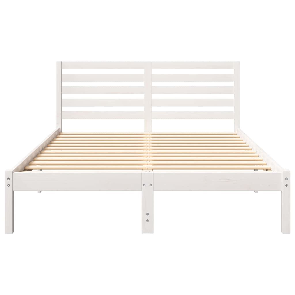 vidaXL Σκελετός Κρεβατιού Λευκό 135 x 190 cm Μασίφ ξύλο πεύκου