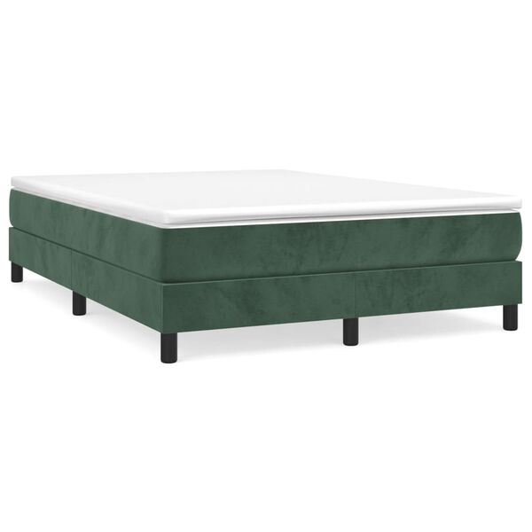 vidaXL Κρεβάτι Boxspring με Στρώμα Σκούρο Πράσινο 140x200εκ. Βελούδινο