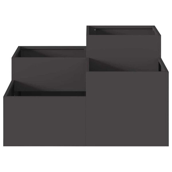vidaXL Γλάστρα Κήπου Μαύρο 80 x 80 x 48 εκ. Ατσάλι
