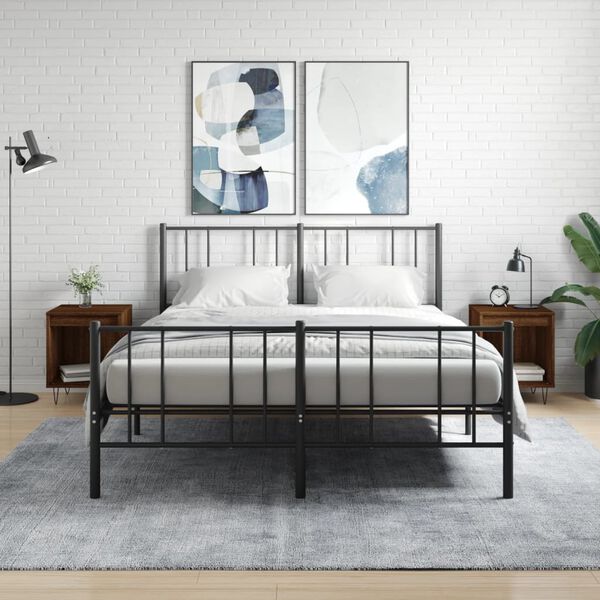 vidaXL Κομοδίνα 2 τεμ. Καφέ Δρυς 40 x 35 x 50 εκ. από Επεξεργ. Ξύλο