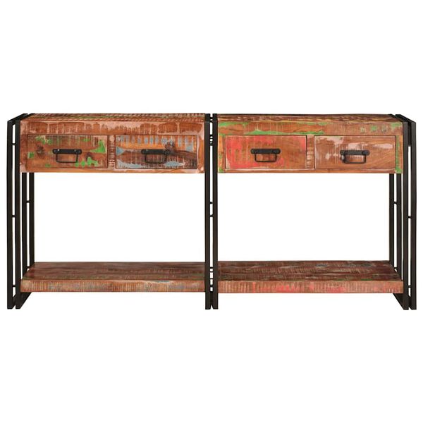 vidaXL Σετ Κονσολών 2 pcs Πολύχρωμο Στερεό ανακτημένο ξύλο και Μέταλλο