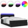 vidaXL Οθωμανικό κρεβάτι με στρώμα & LEDs Μαύρο 140x200 cm Ύφασμα