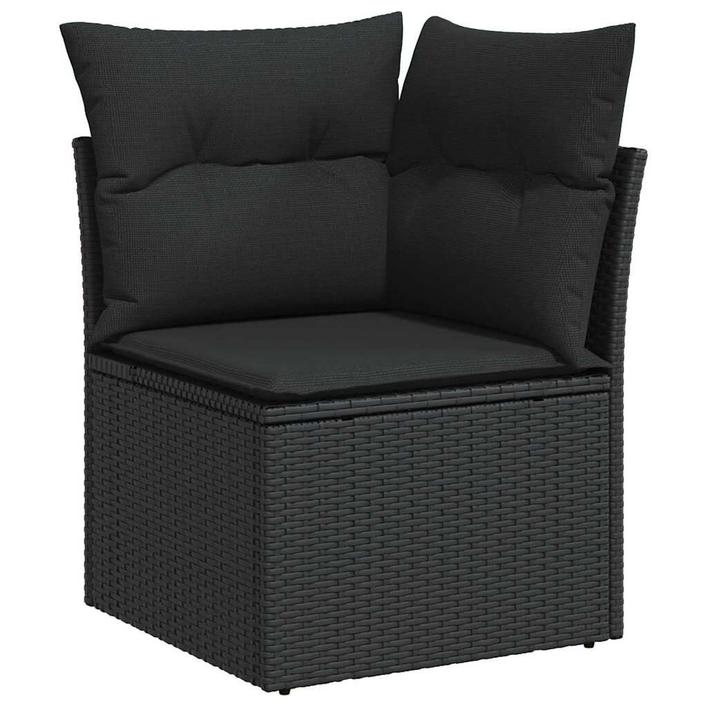 vidaXL Σετ Καναπέ Κήπου με μαξιλάρι 11 pcs Μαύρο 90 x 55 x 71 cm