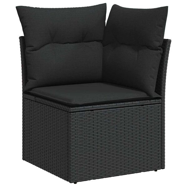 vidaXL Σετ Καναπέ Κήπου με μαξιλάρι 11 pcs Μαύρο 90 x 55 x 71 cm