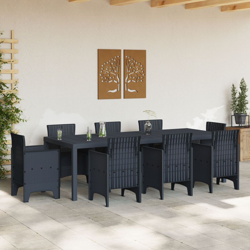 vidaXL Κήπος Τραπέζι Ανθρακί 250x100x73 εκ. Πολυ Ράτταν
