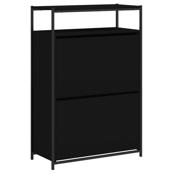 vidaXL Παπουτσοθήκη Μαύρη 75x34x112 εκ. από Επεξεργασμένο Ξύλο