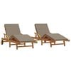 vidaXL Ξαπλώστρα 2 pcs Taupe 200 x 67 x 84εκ Μασίφ ξύλο ακακίας
