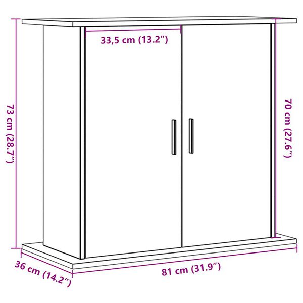 vidaXL Βάση Ενυδρείου τεχνίτης Δρυς 81x36x73 εκ από Επεξεργασμένο Ξύλο
