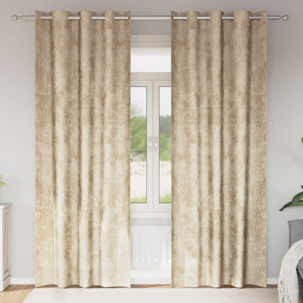 vidaXL Κουρτίνα με κουρτίνες 2 pcs Κρεμ 260 x 140 εκ. Βελούδο