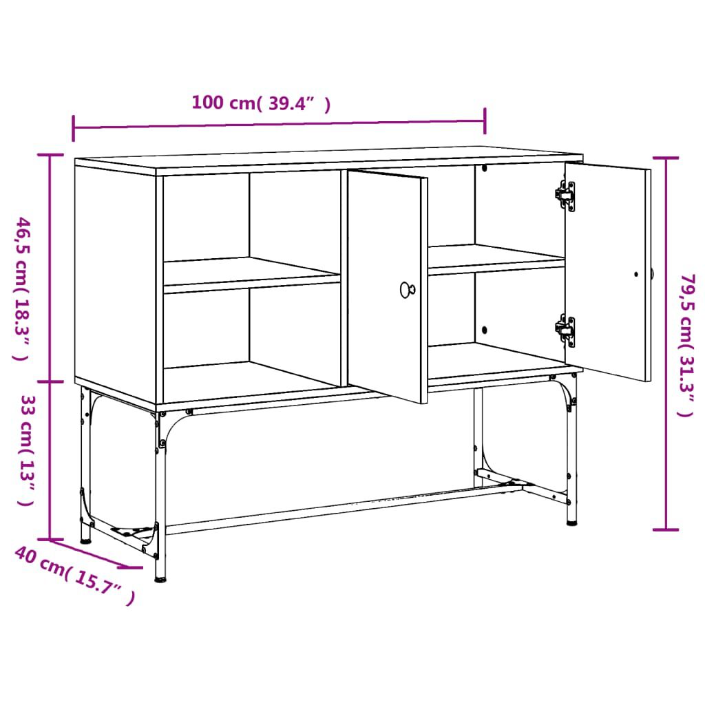 vidaXL Ντουλάπι Γκρι Sonoma 100x40x79,5 εκ. από Επεξεργασμένο Ξύλο