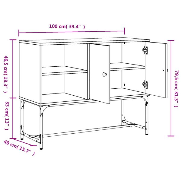 vidaXL Ντουλάπι Γκρι Sonoma 100x40x79,5 εκ. από Επεξεργασμένο Ξύλο