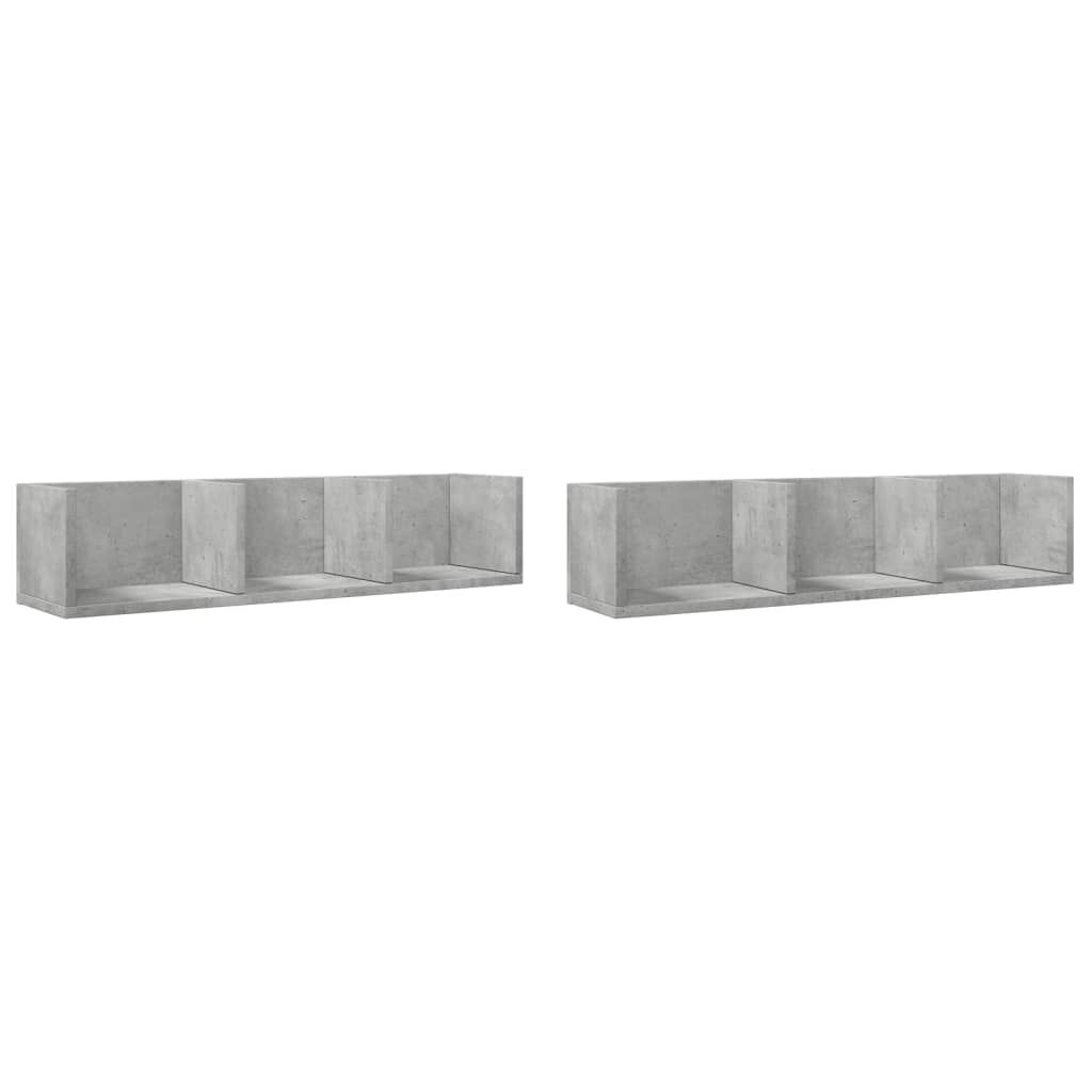 vidaXL Ντουλάπια Τοίχου 2 τεμ. Γκρι Σκυρ. 75x18x16,5 εκ. Επεξ. Ξύλο