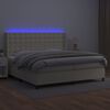 vidaXL Κρεβάτι Boxspring με Στρώμα & LED Κρεμ 200x200 εκ. Συνθ. Δέρμα