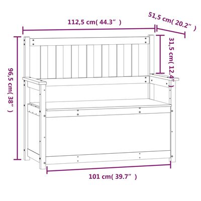vidaXL Παγκάκι Μαύρο 112,5x51,5x96,5 εκ. από Μασίφ Ξύλο Πεύκου