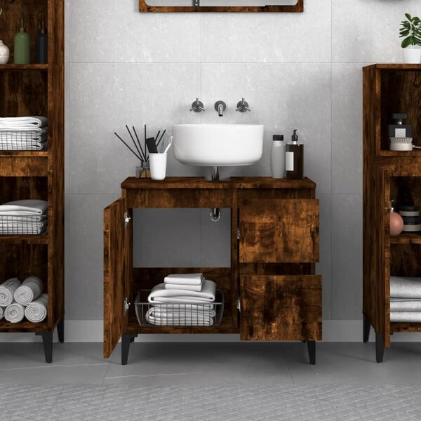 vidaXL Ντουλάπι Μπάνιου Καπνιστή Δρυς 65x33x60 εκ. Επεξεργασμένο Ξύλο