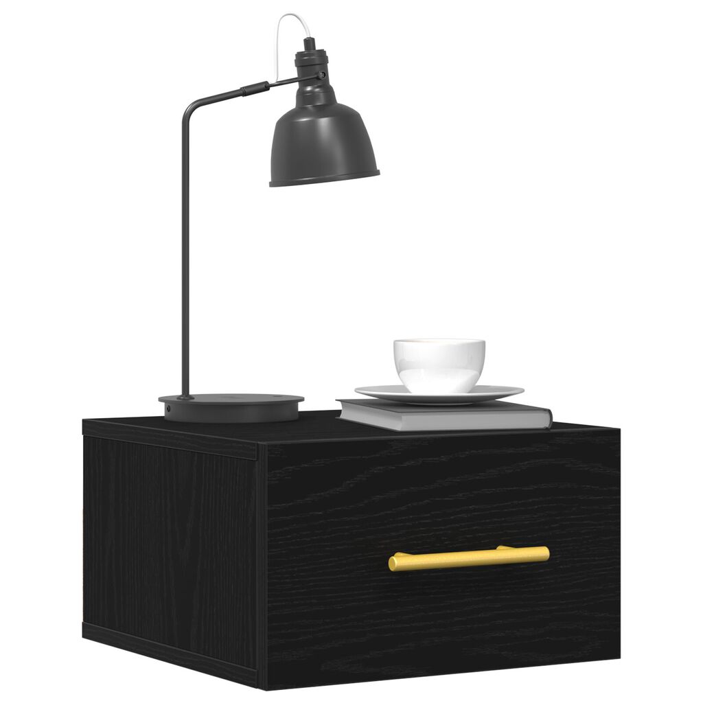 vidaXL Κομοδίνο Τοίχου Μαύρη Δρυς 35x35x20 εκ.