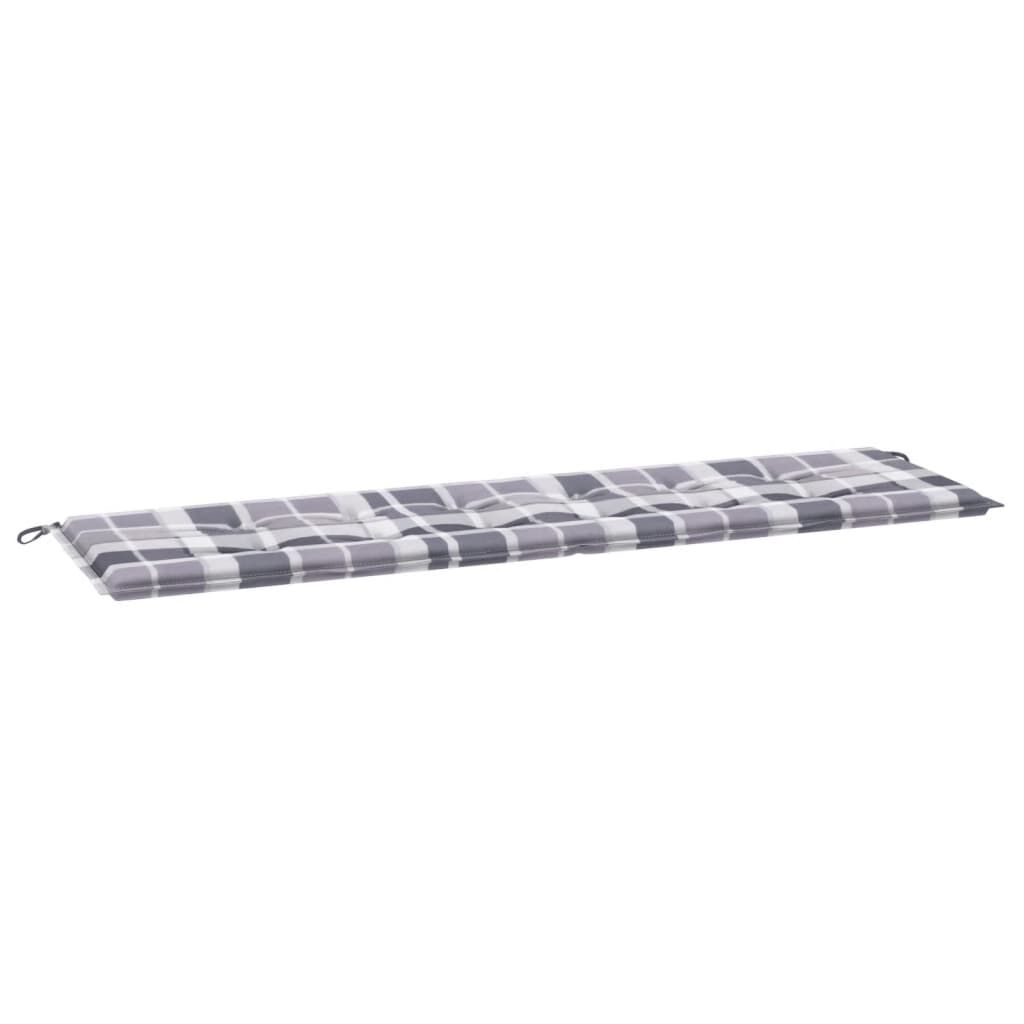 vidaXL Μαξιλάρι για Παγκάκι Κήπου Γκρι Καρό 180x50x4 εκ. Υφασμάτινο
