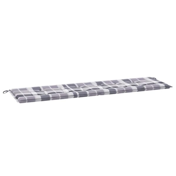 vidaXL Μαξιλάρι για Παγκάκι Κήπου Γκρι Καρό 180x50x4 εκ. Υφασμάτινο