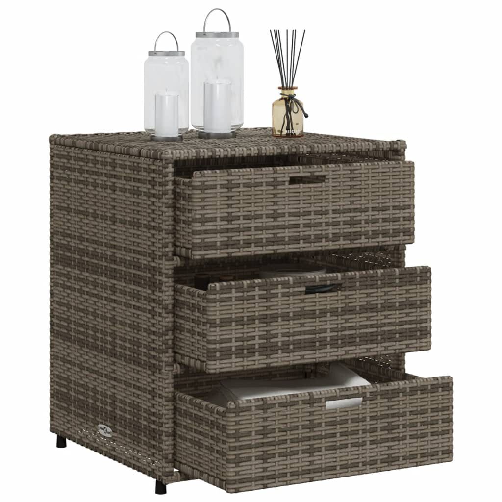 vidaXL Ντουλάπι Αποθήκευσης Κήπου Γκρι 55x59x69 εκ. Συνθετικό Ρατάν