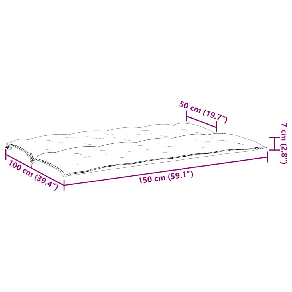 vidaXL Μαξιλάρι Πάγκου Κήπου Taupe 150x(50+50)x7 εκ. Ύφασμα Oxford