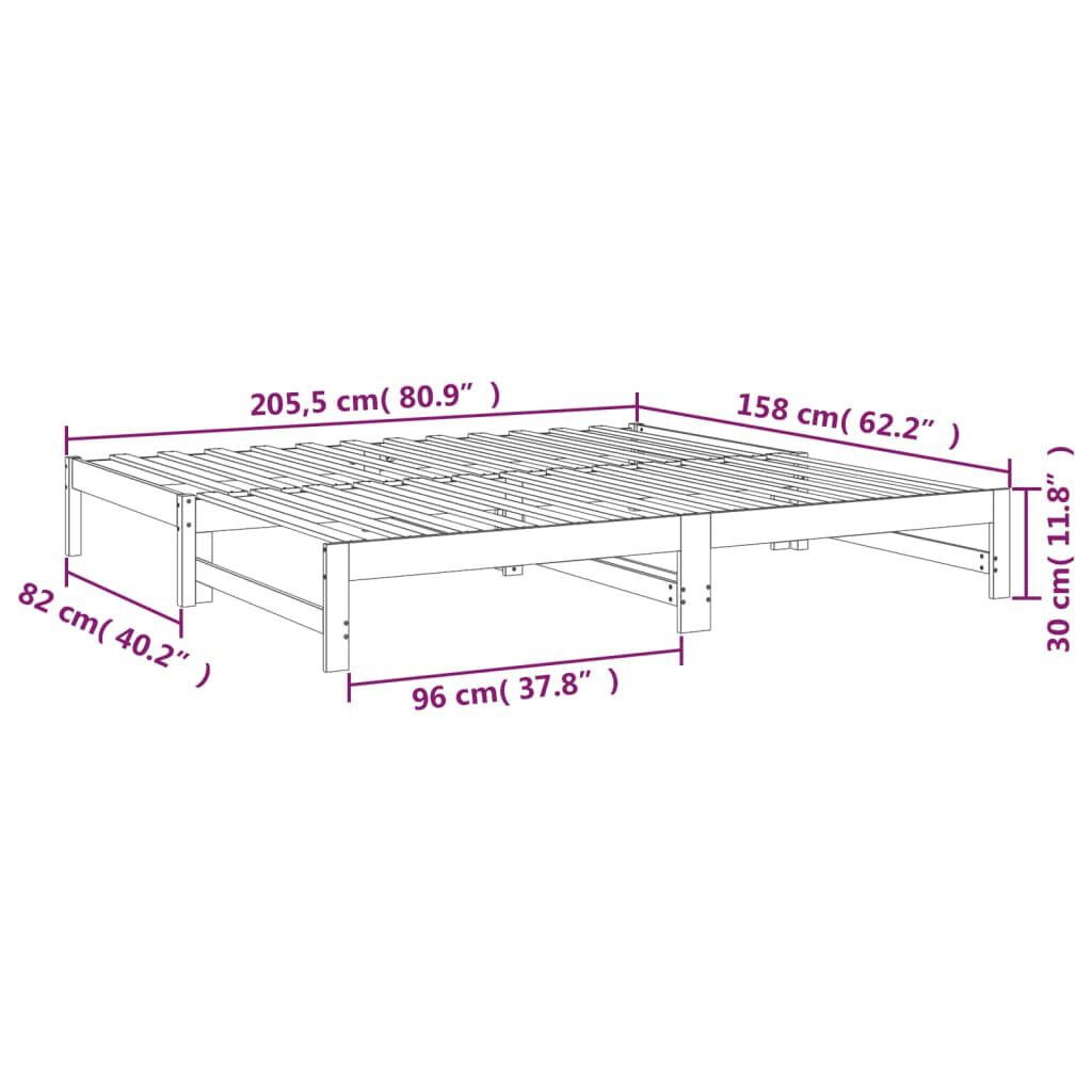 vidaXL Καναπές Κρεβάτι Συρόμενος Λευκός 2x(80x200) εκ. από Μασίφ Πεύκο