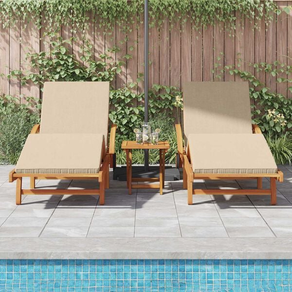 vidaXL Ξαπλώστρα 3 pcs Μπεζ 40 x 40 x 40εκ Μασίφ ξύλο ακακίας