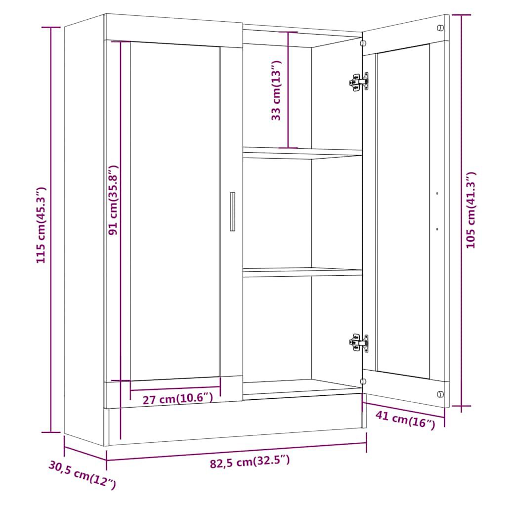 vidaXL Βιτρίνα Καπνιστή Δρυς 82,5x30,5x115 εκ. από Επεξεργασμένο Ξύλο