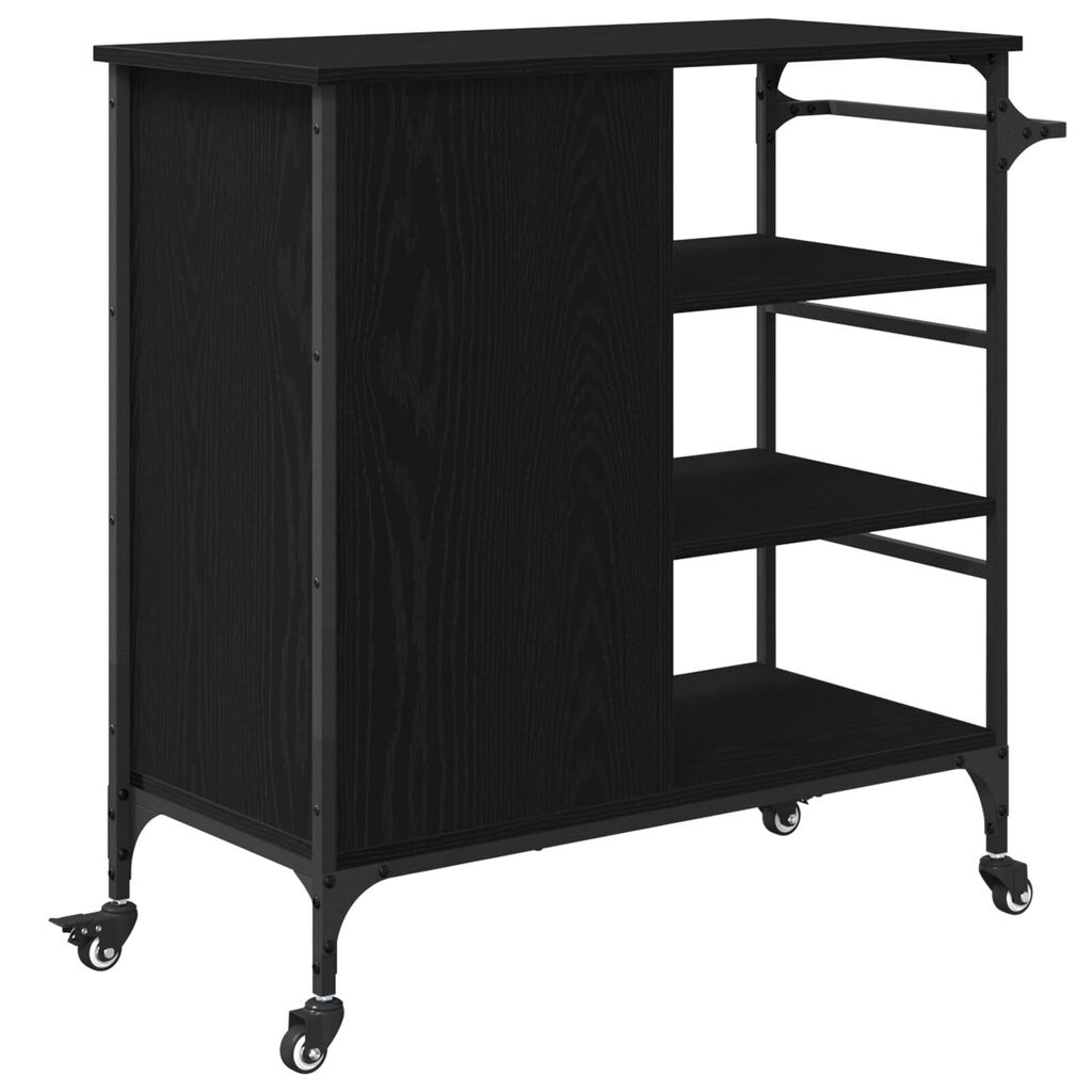 vidaXL Τρενάκι Κουζίνας Μαύρο Δρυς 87.5x38.5x84.5 cm Επεξεργασμένο Ξύλο