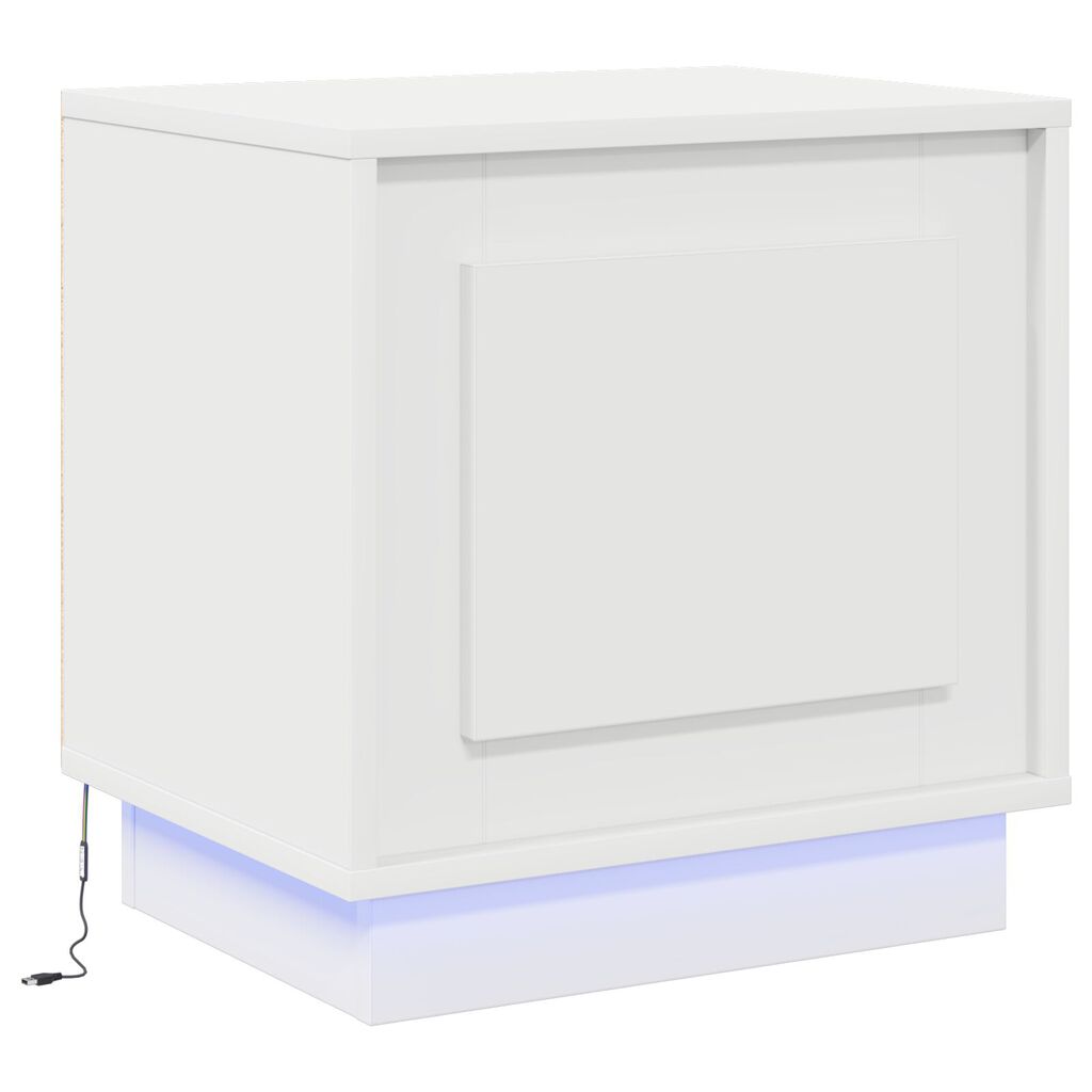 vidaXL Κομοδίνα με LED Φώτα 2 τμχ Λευκό 44x34,5x45 εκ