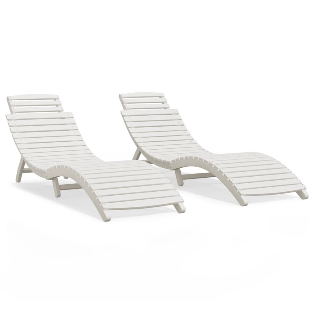 vidaXL Ξαπλώστρες 2 τεμ. Λευκές 184x55x64 εκ. από Μασίφ Ξύλο Ακακίας