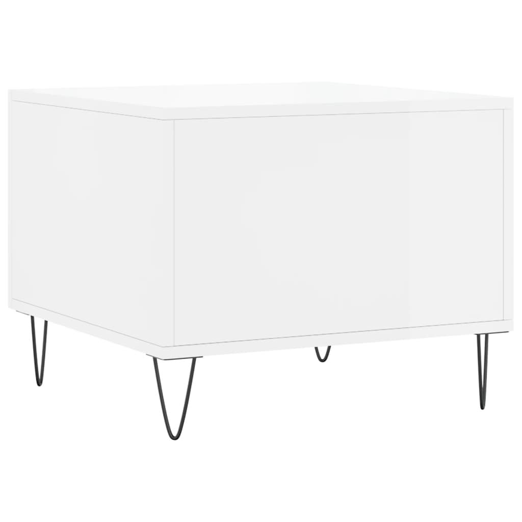 vidaXL Τραπεζάκι Σαλονιού Γυαλ. Λευκό 50 x 50 x 40 εκ. Επεξεργ. Ξύλο