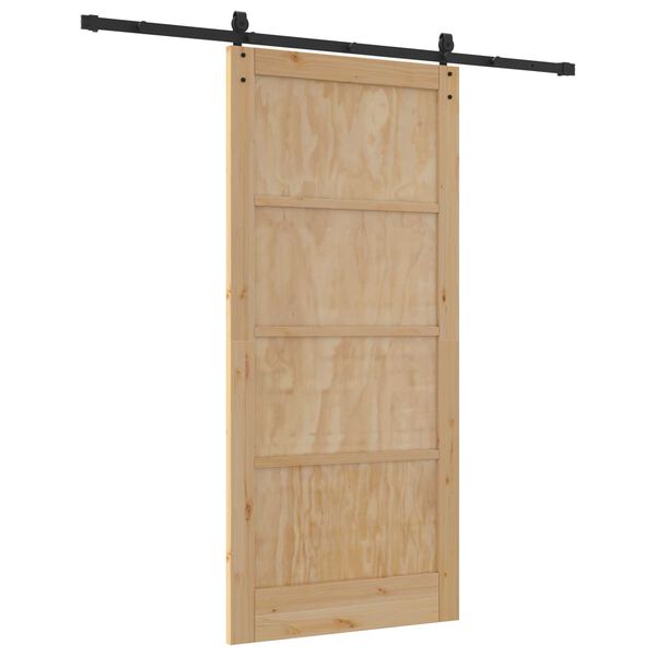 vidaXL Συρόμενη Πόρτα Φυσικό και μαύρο 93 x 202 cm