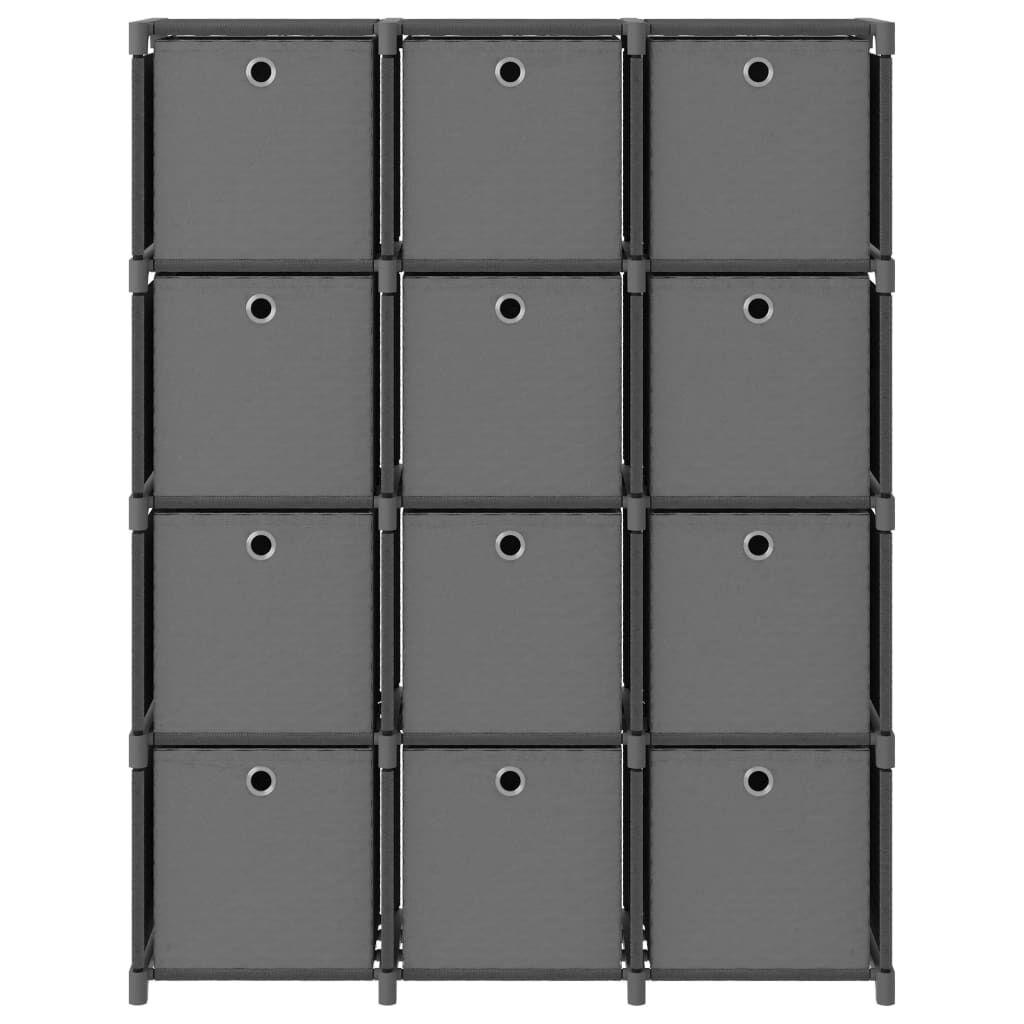 vidaXL Ραφιέρα με 12 Κύβους & Κουτιά Γκρι 103x30x141 εκ. Υφασμάτινη