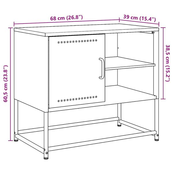 vidaXL Έπιπλο Τηλεόρασης Μαύρο 68,5x39x60,5 εκ. Ατσάλινο