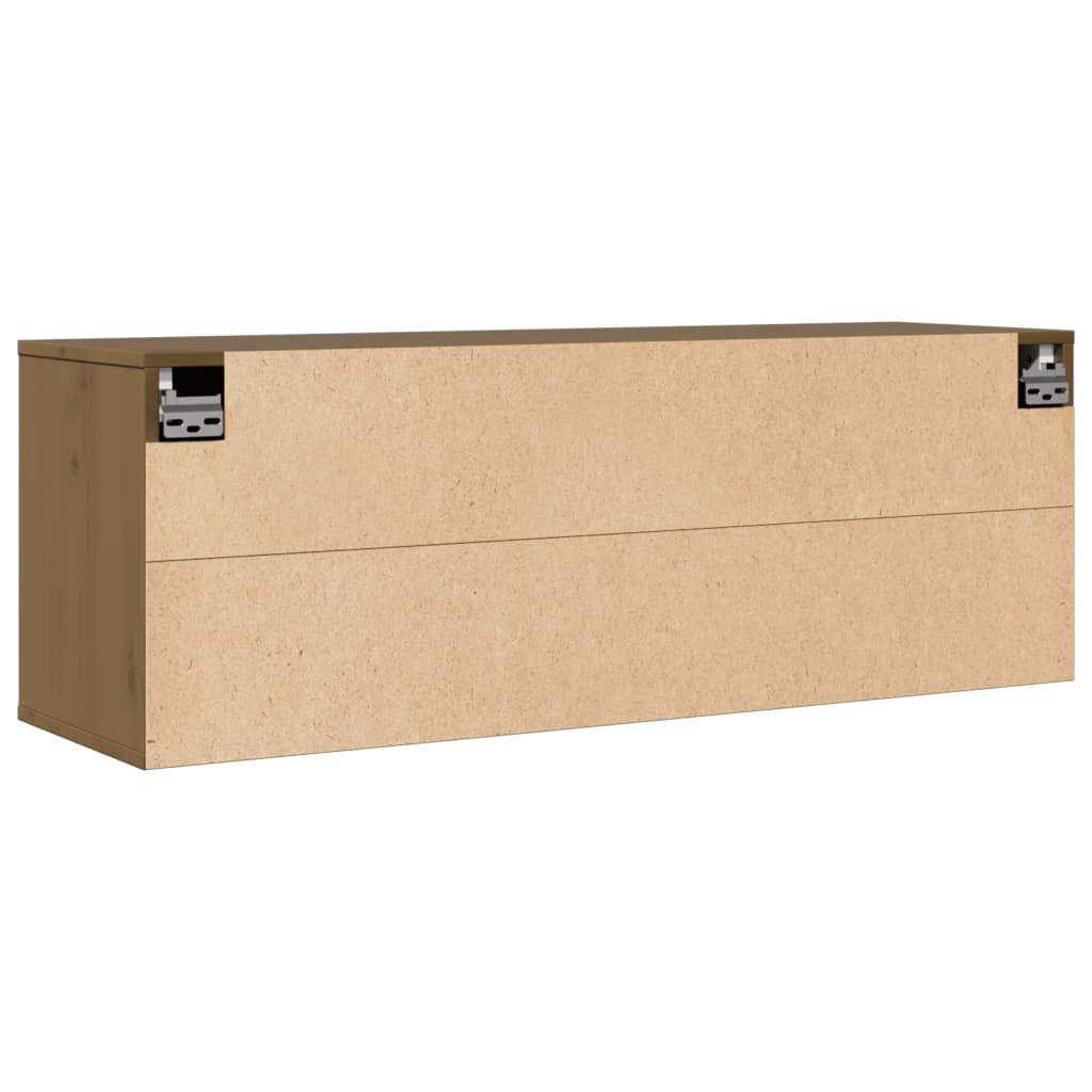 vidaXL Ντουλάπι Τοίχου Καφέ Μελί 100x30x35 εκ από Μασίφ Ξύλο Πεύκου