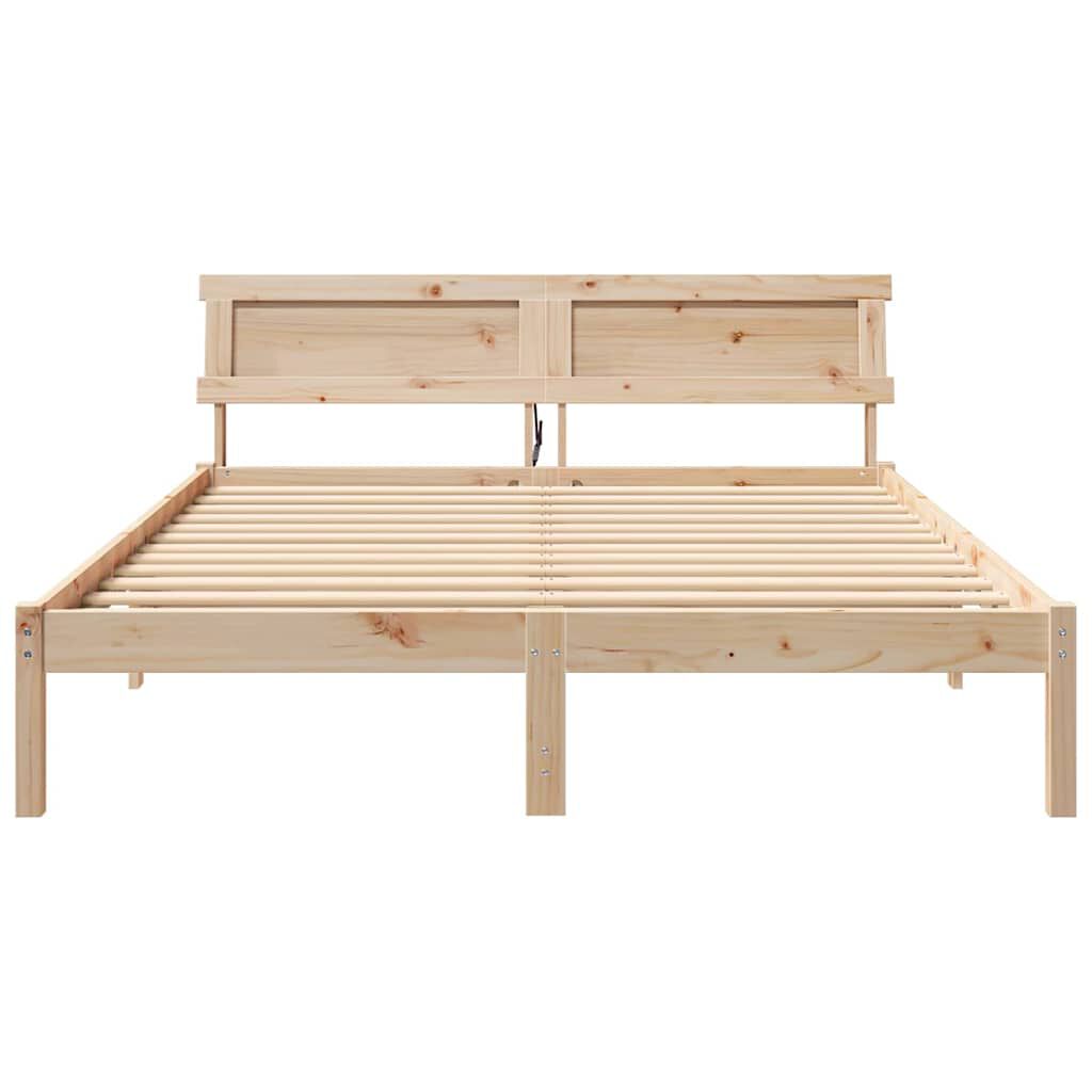 vidaXL Σκελετός Κρεβατιού Καφέ 150 x 200 cm Μασίφ ξύλο πεύκου