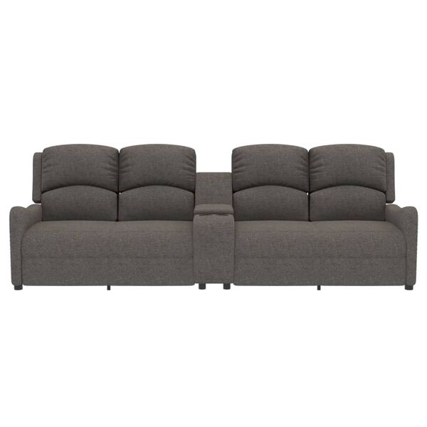 vidaXL Πολυθρόνα Μασάζ Τετραθέσια με Ποτηροθήκη Ανακλ. Αν. Γκρι Ύφασμα