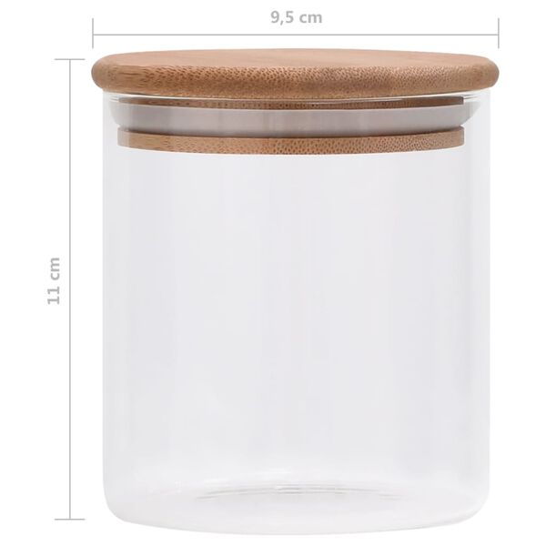 vidaXL Βάζα 10 τεμ. 600 ml Γυάλινα με Καπάκι από Μπαμπού