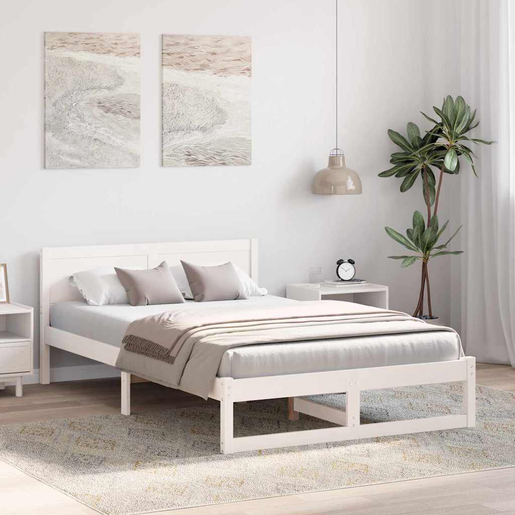 vidaXL Σκελετός Κρεβατιού Λευκό 120 x 190 cm Μασίφ ξύλο πεύκου
