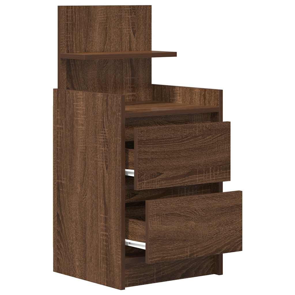 vidaXL Κομοδίνο με 2 συρτάρια Καφέ Δρυς 38x34x80 εκ.