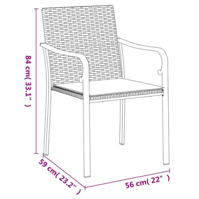 vidaXL Καρέκλες Κήπου 2 τεμ. Καφέ 56x59x84 εκ. Συνθ. Ρατάν & Μαξιλάρια