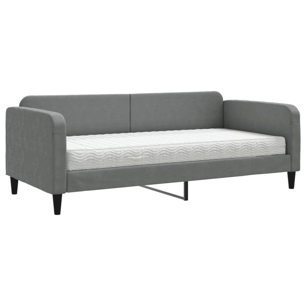 vidaXL Καναπές Κρεβάτι με Στρώμα Σκούρο Γκρι 90 x 190 εκ. Υφασμάτινο