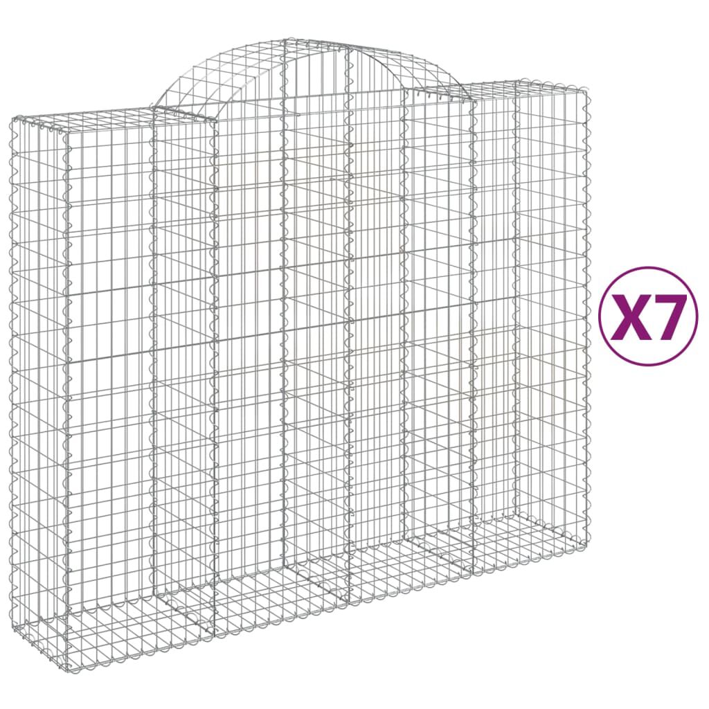 vidaXL Συρματοκιβώτια Τοξωτά 7 τεμ. 200x50x160/180 εκ. Γαλβαν. Ατσάλι