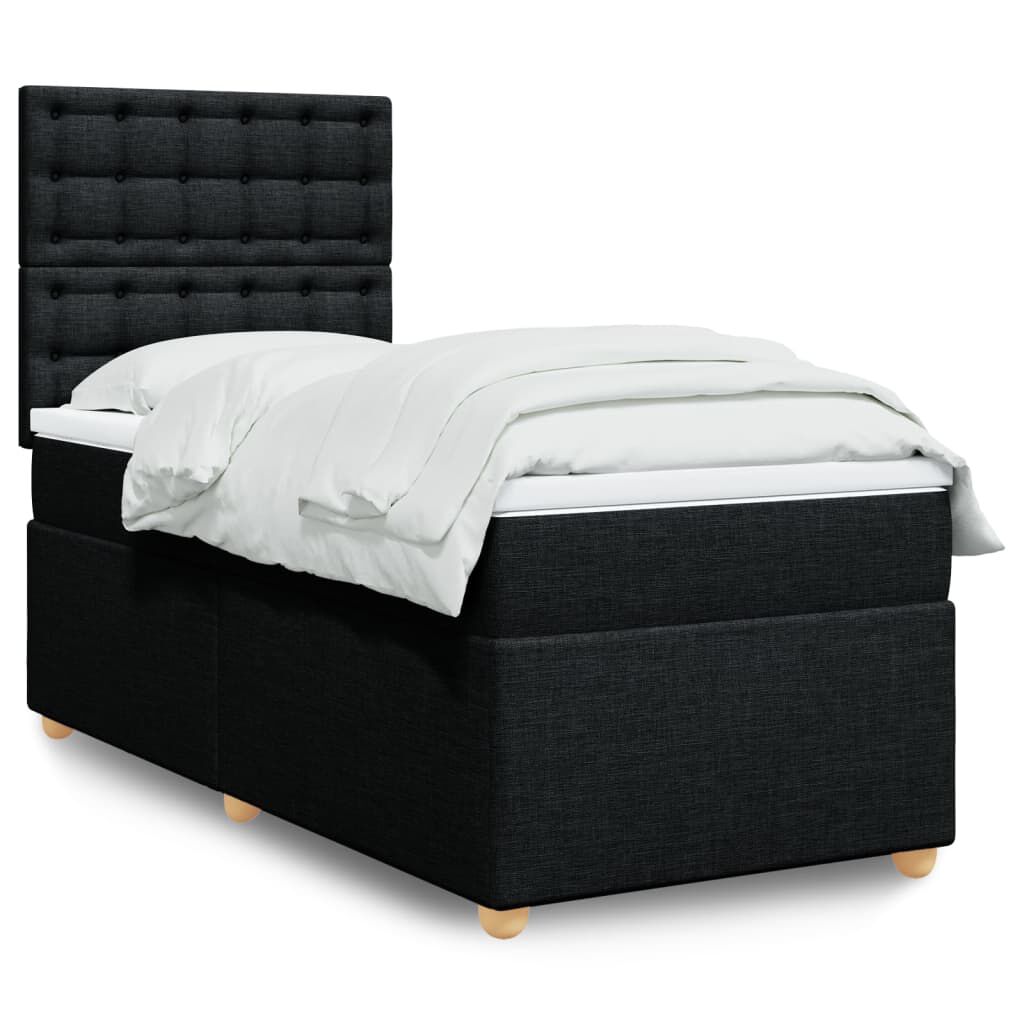 vidaXL Κρεβάτι Boxspring με Στρώμα Μαύρο 80 x 200 εκ. Υφασμάτινο