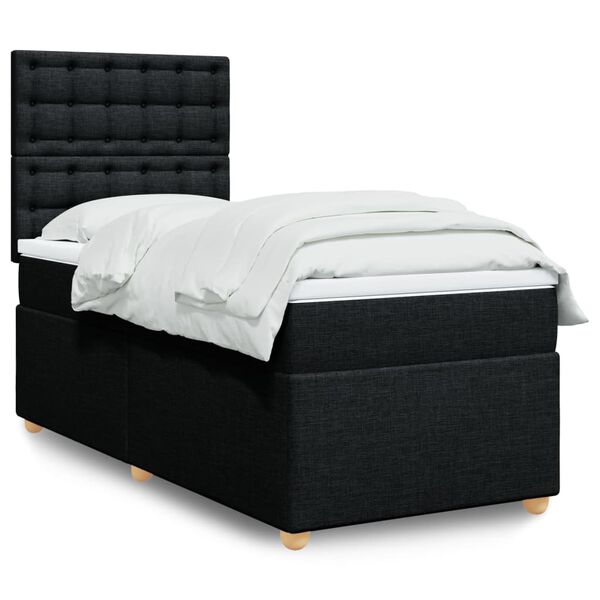 vidaXL Κρεβάτι Boxspring με Στρώμα Μαύρο 80 x 200 εκ. Υφασμάτινο