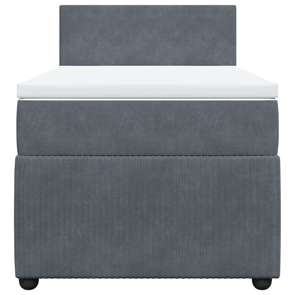 vidaXL Κρεβάτι Boxspring με Στρώμα Σκούρο Γκρι 80x200 εκ. Βελούδινο