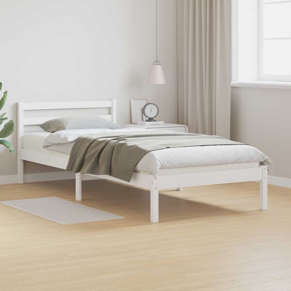vidaXL Κρεβάτι με κεφαλάρι Λευκό 210 x 80 εκ Μασίφ ξύλο πεύκου