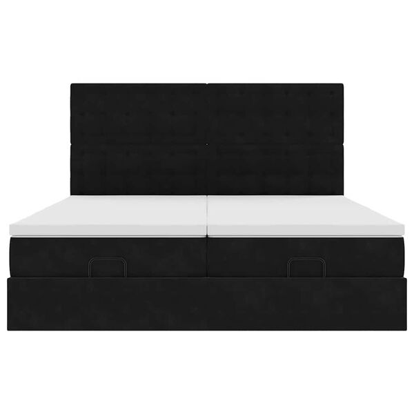 vidaXL Οθωμανικό κρεβάτι με στρώματα & LEDs Μαύρο 180x200cm Velvet
