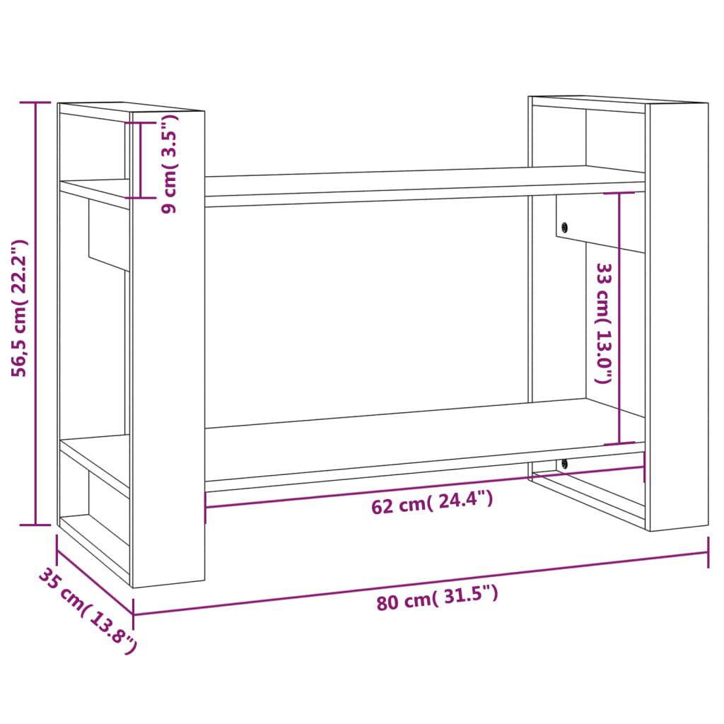 vidaXL Βιβλιοθήκη/Διαχωριστικό Χώρου Λευκό 80x35x56,5 εκ. Μασίφ Πεύκο